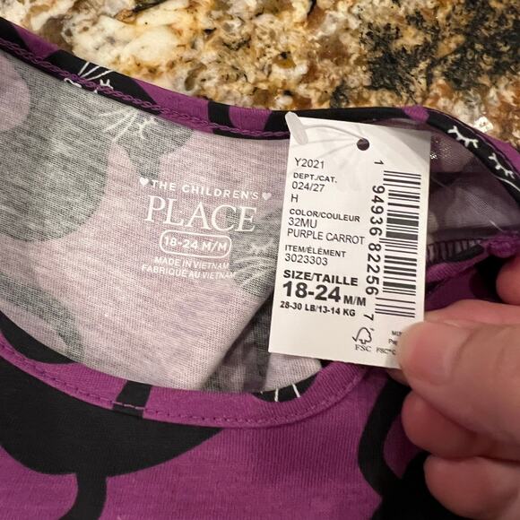 NWT Children's Place Purple W/Black Halloween Cat Skater Dress - Picture 8 of 9